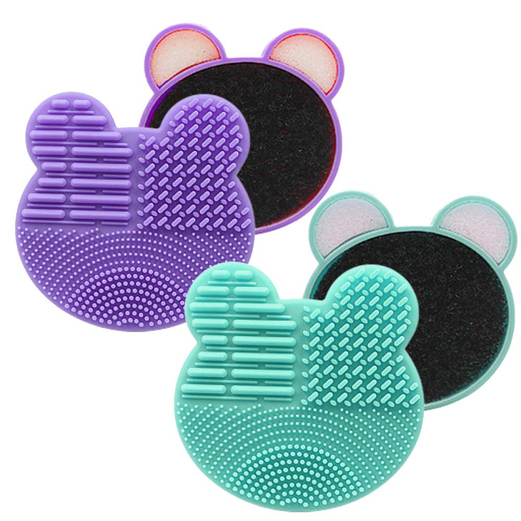 2Pack Color Removal Sponge 2 in 1 Dry Makeup Brush Quick Cleaner Sponge Make up Brush Cleaning Pad Mat PurpleMint Green