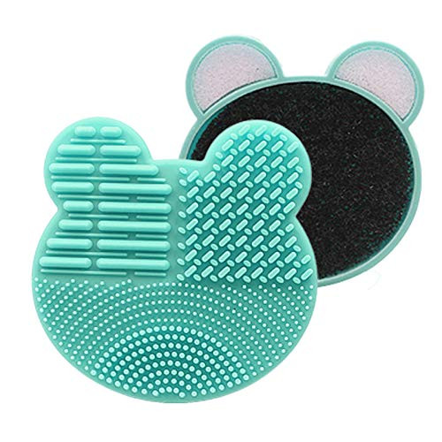 2Pack Color Removal Sponge 2 in 1 Dry Makeup Brush Quick Cleaner Sponge Make up Brush Cleaning Pad Mat PurpleMint Green