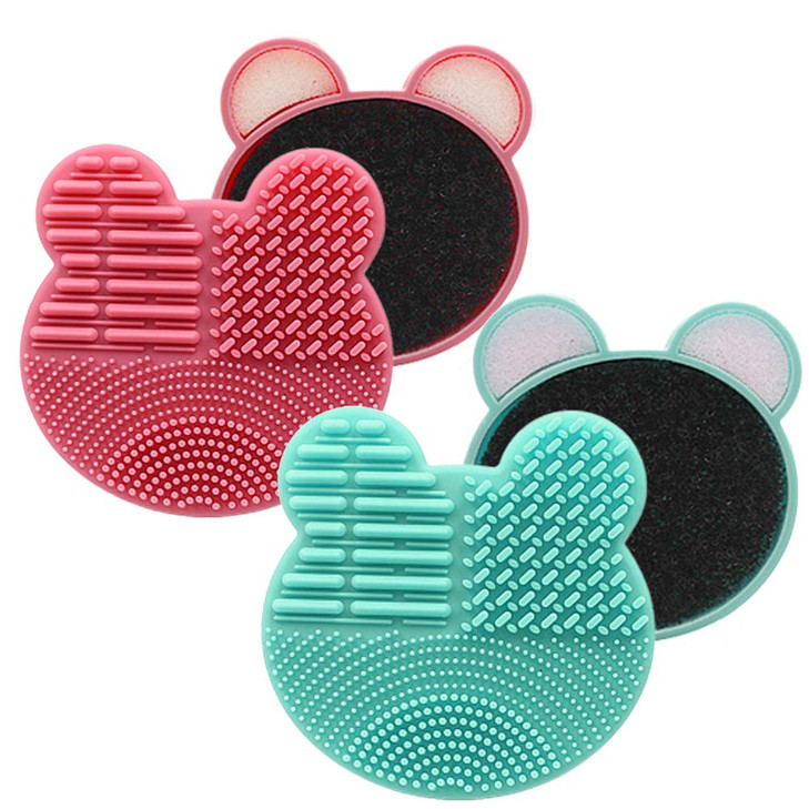 2Pack Color Removal Sponge 2 in 1 Dry Makeup Brush Quick Cleaner Sponge Make up Brush Cleaning Pad Mat PinkMint Green
