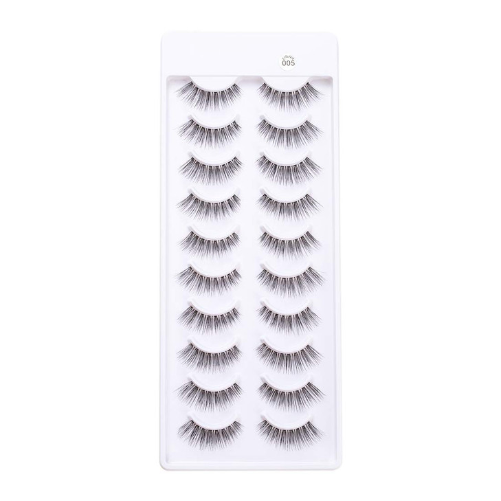 EMEDA False Eyelashes Natural Lashes Wispy 001mm Ultra Thin Band 12mm Cat Eye 10 Pairs Invisible Clear Band 3D Demi Wisp
