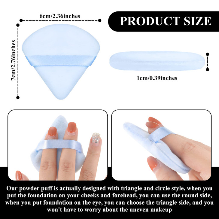 Maitys 12 Pcs Powder Puff Triangle for Face Makeup Cosmetic Loose Powder Puff Velour Soft Body Washable Reusable Foundat