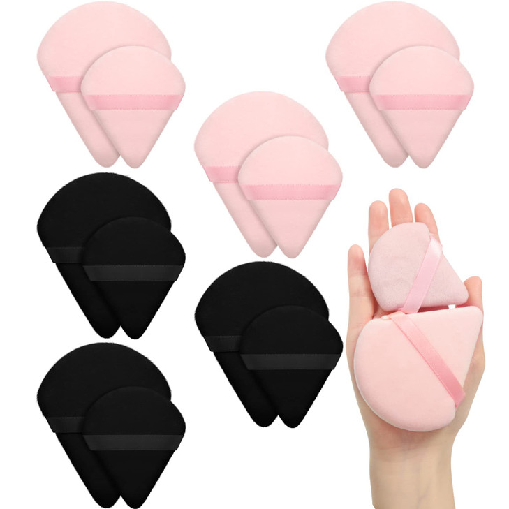 Maitys 12 Pcs Powder Puff Triangle for Face Makeup Cosmetic Loose Powder Puff Velour Soft Body Washable Reusable Foundat
