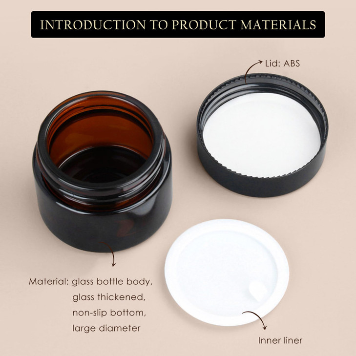 Lil Ray 1 oz Round Amber Glass Jar with Inner Liners and Gold Lid 12pcs