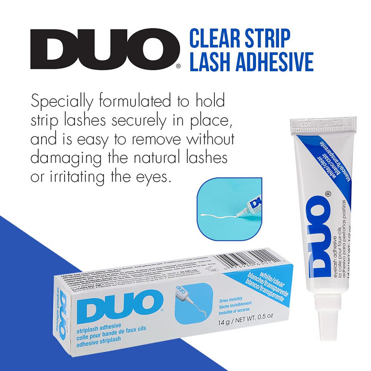 DUO Eyelash Glue Clear Lash Adhesive for Strip Lashes LongLasting and Waterproof 05 oz 2 Pack