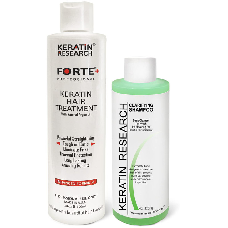 Keratin Forte Brazilian Blowout Treatment with Enhanced Moroccan Oil Formula for Curly Hair Clarifying Shampoo Extra Str