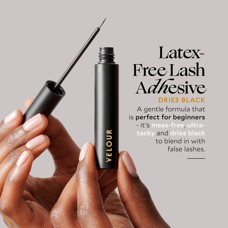 Velour Strong Eyelash Glue Super Hold Vegan Lash Glue Brush on Applicator Premium LatexFree Eye Lash Glue for Strip Eyel