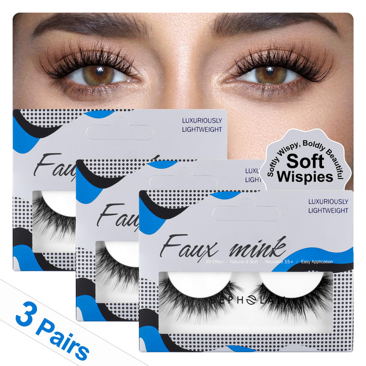 Lashes Natural Look False Eyelashes Bepholan Fake Eyelashes 3D Super Fluffy False Lashes Clear Band Wispy Lashes 3Pack F