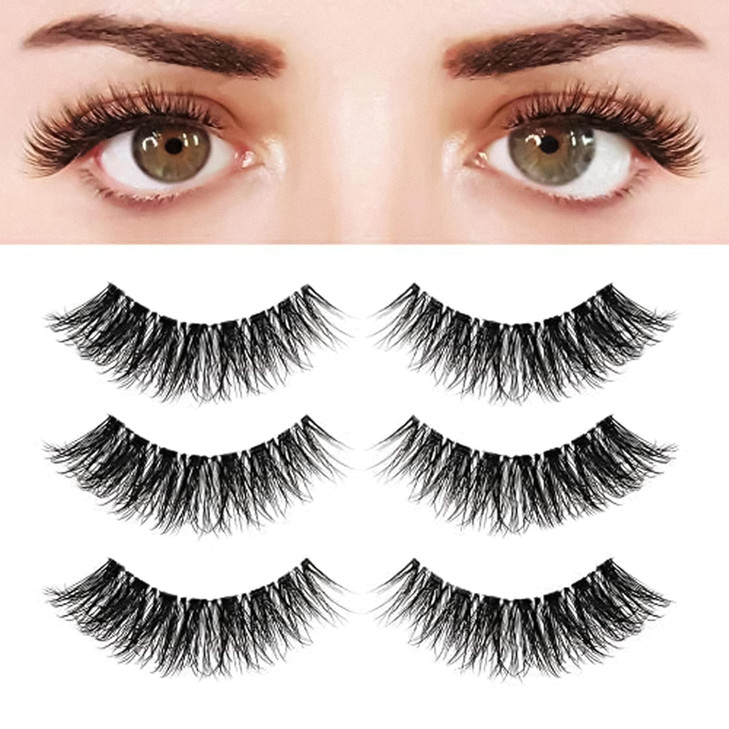 Eyelashes Natural Look False Lashes Bepholan Fake Eyelashes 5D Super Fluffy False Eyelashes Clear Band Wispy Lashes 3Pac