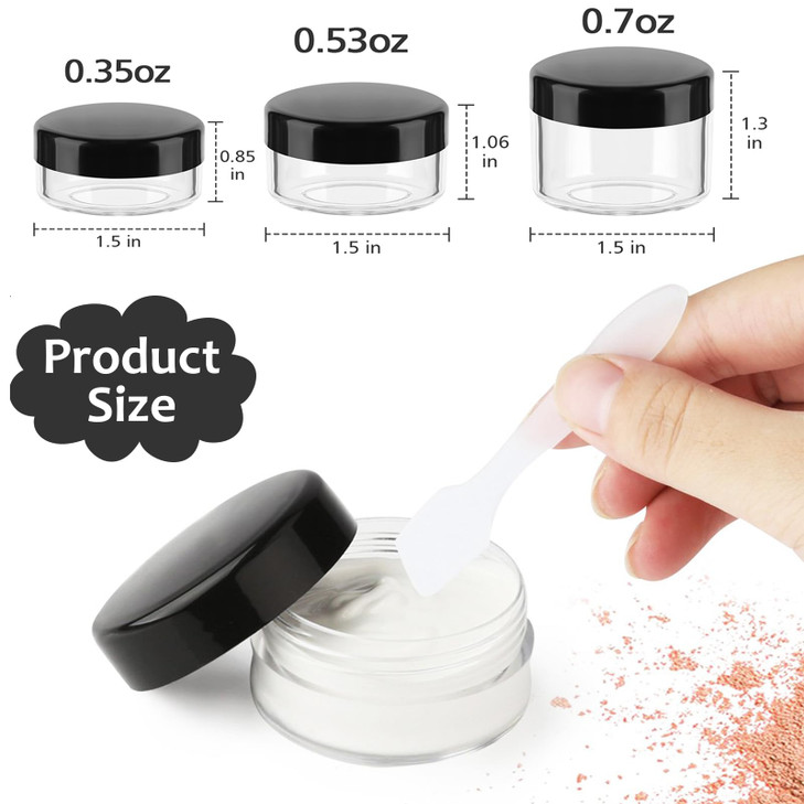 Accmor 15 Pcs Empty Clear Jars Plastic Sample Containers with Lids 03505307 OZ Size Cosmetic Pots Jars with 5 Pieces Min