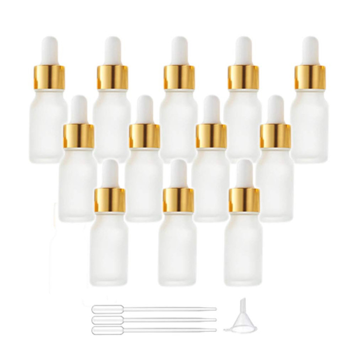 Kal pattes Dropper Bottles With Golden Caps Frosted Glass Vials Essential Oil Samples With Glass Eye Dropper Free Droppe