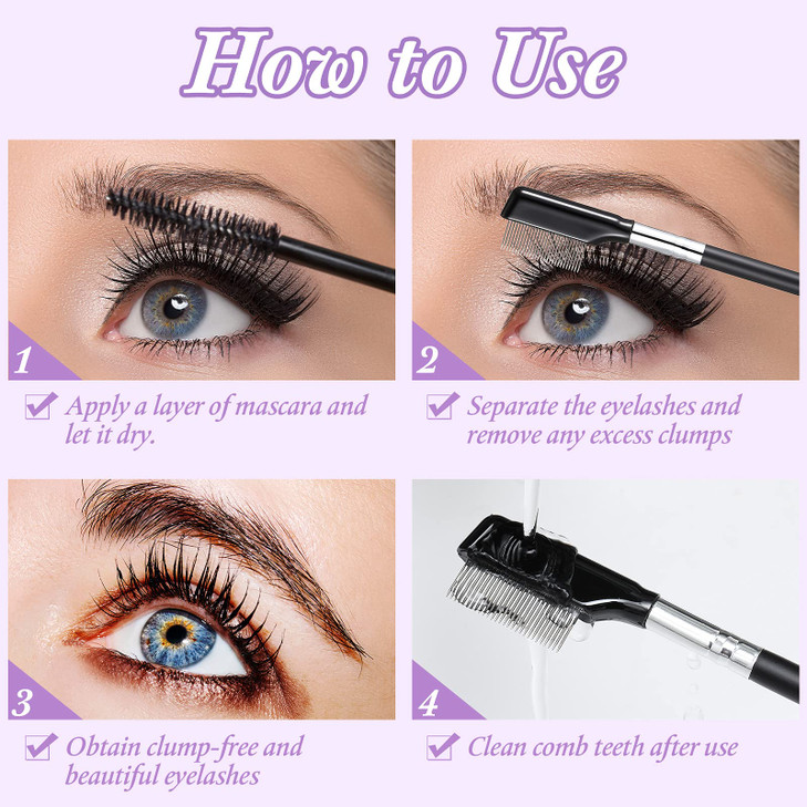 Metal Eyelash Brush 2 Pieces Grooming Eyelash Separator Mascara Metal Separated Lash Make up Brush Comb Cosmetic Separat
