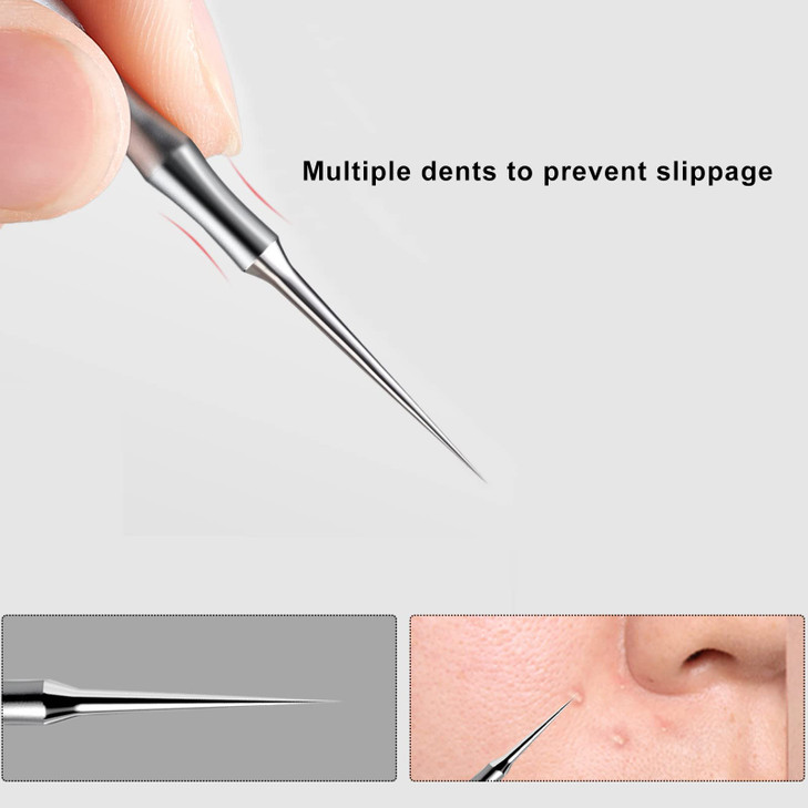 Pointed Blackhead Removal 2in1 Acne Extractor Tool Stainless Steel Whitehead Remover for FaceNose