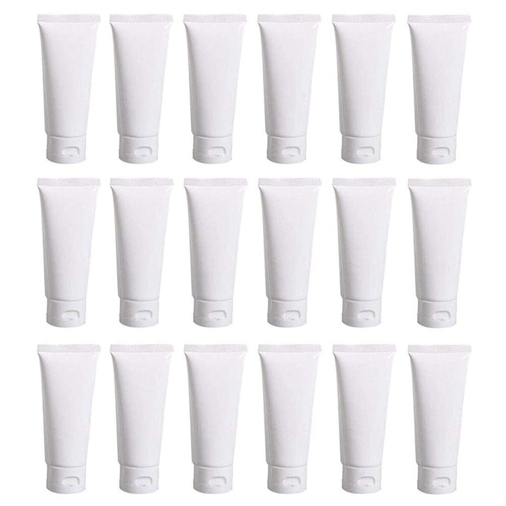 NARAMAX 20PCS 80ml27oz Empty White Plastic Soft Tubes Squeeze Bottles with Flip Cap Travel Cosmetic Makeup Facail Cleane
