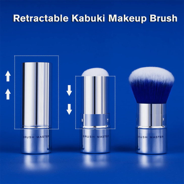Brush Master Retractable Kabuki Makeup Brush Travel Powder Brush for Foundation Blush Bronzer Concealer Portable Brush w