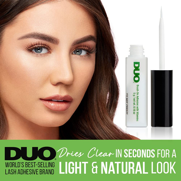 DUO BrushOn Clear Lash Glue Waterproof Strip Lash Adhesive with Vitamins A C E Long Lasting Eyelash Glue 018 oz 2 Pack