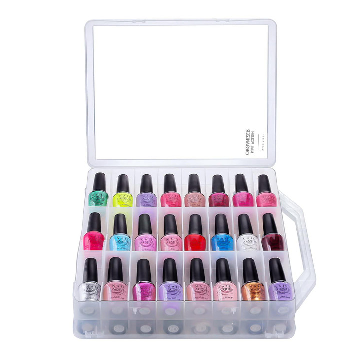 Makartt Nail Polish Organizer Clear Universal Nail Polish Holder for 48 Bottles Portable Sturdy Gel Nail Polish Organize