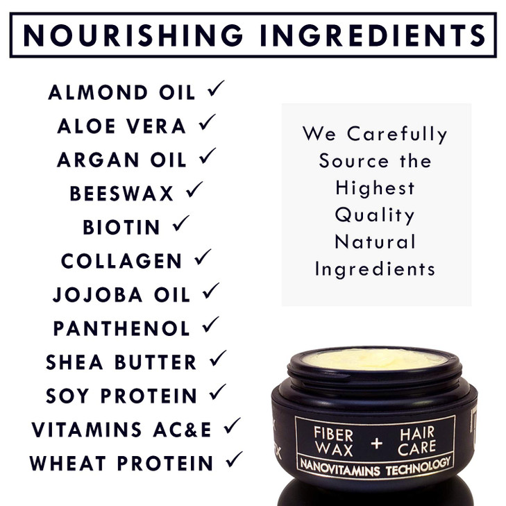 MaxWax Natural Hair Fiber Wax With Hair Care Treatment Natural Ingredients Nanovitamins and Essential Oils Paraben Free