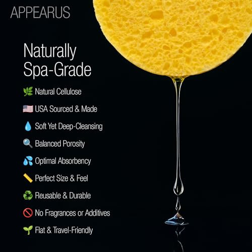 Appearus Natural Cellulose Facial Sponges 25 Pack Compressed Professional Spa Facial Sponge Pads for Cleansing Exfoliati
