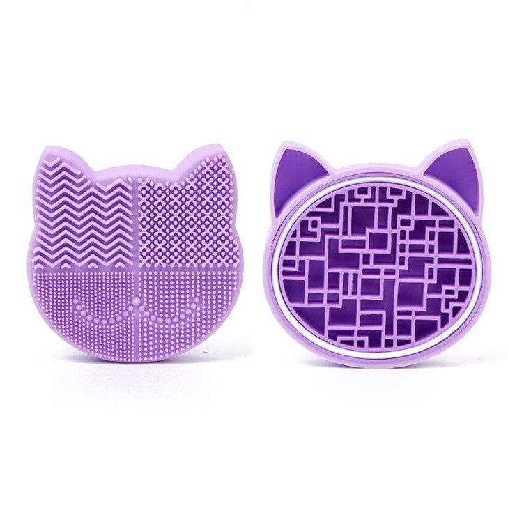 Silicon Makeup Brush Cleaner Mat with Brush Drying Holder Brush Portable Cat Shaped Cosmetic Brush Cleaner Pad cleaning