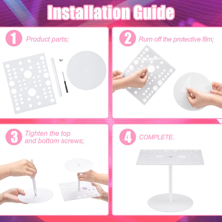 Jetec 54 Holes Acrylic Brush Holder Makeup Brush Drying Rack Collapsible Holder Stand for Acrylic Nail LoverWhite