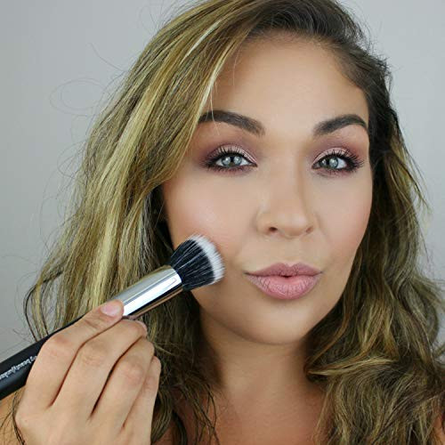 Beauty Junkees Stippling Brush Makeup Foundation Brush Duo Fiber Synthetic Flat Top Stipple Blending Brush for Liquid Fo