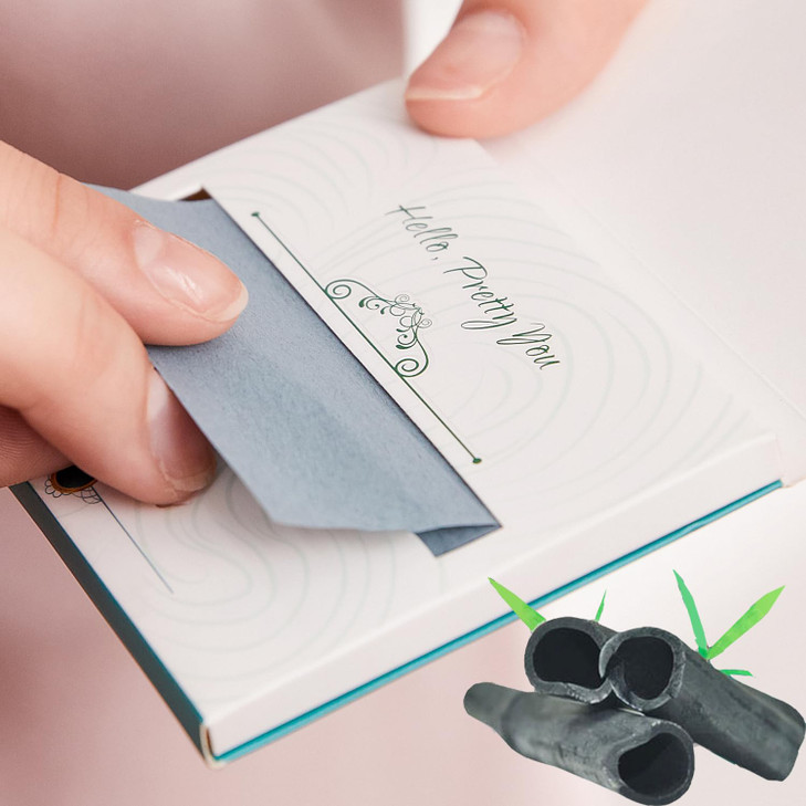 Premium Facial Oil Blotting Paper 200 Counts Natural Bamboo Charcoal Face Blotting Sheets Easy Take Out Design Top Handy