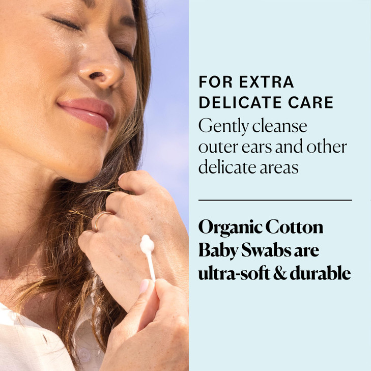 Sky Organics Organic Baby Cotton Swabs 180 ct Ultra Soft Baby Safe Tips Strong Durable Hypoallergenic Chlorine Free Natu