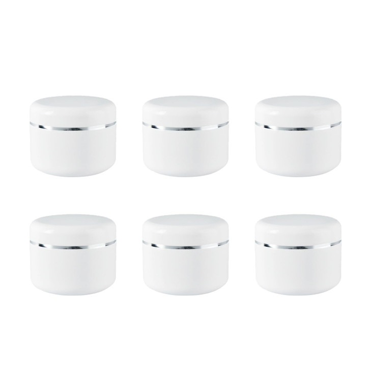 20ml 067oz White Silver Edge Empty Refillable Cosmetic Plastic Jars with Dome Lid Make Up Face Cream Lip Balm Lotion Sto