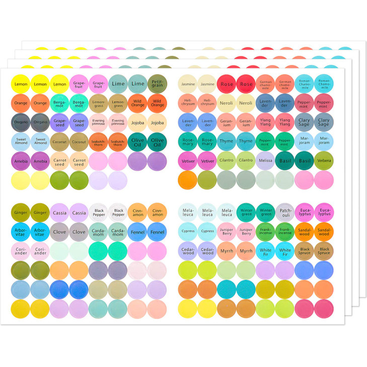 10 Sheets 1920 Pcs Essential Oils Labels Bottle Cap Lid Stickers for Rollerballs Bottles and Organizing Proof Labels Wat