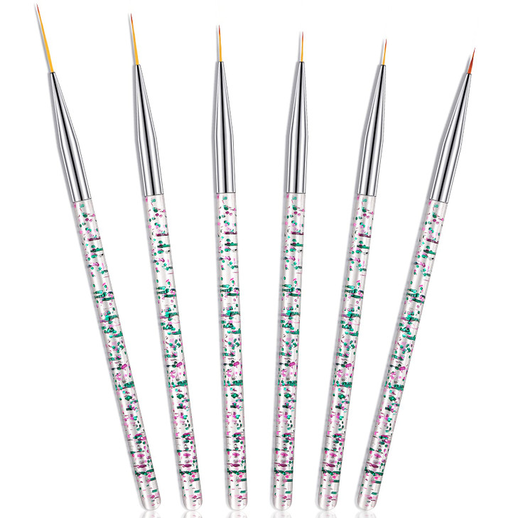 Maitys 6 Pcs Eyeliner Brushes Fine Point Thin Eye Makeup Gel Eyeliner Brush Water Activated Graphic Cosmetic Liner Wands