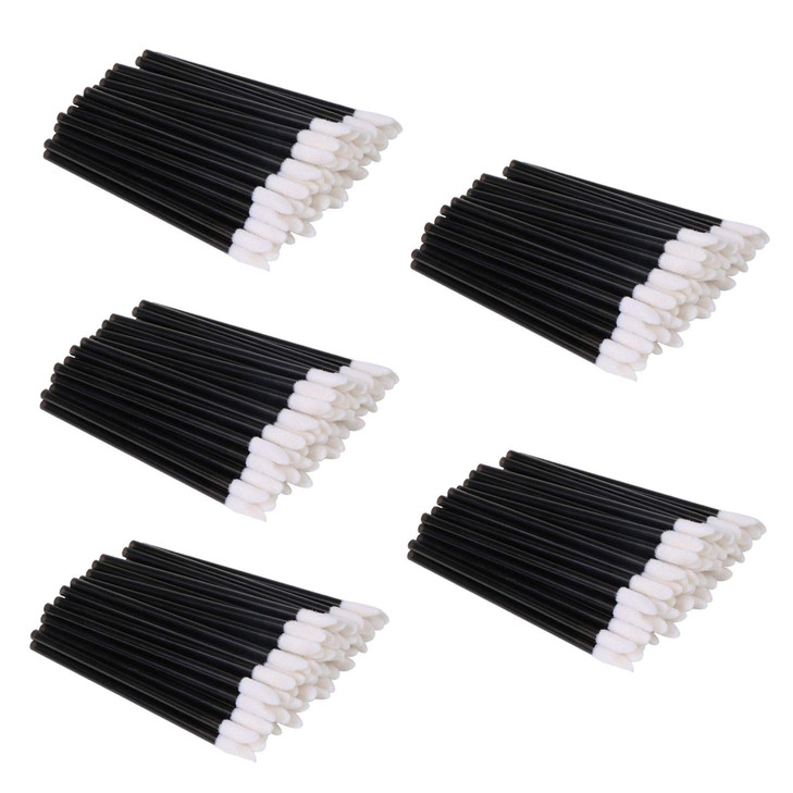EVERMARKETTM 500 Pieces Disposable Lip Brushes Lipstick Gloss Wands Applicator Makeup Tool Kits Black