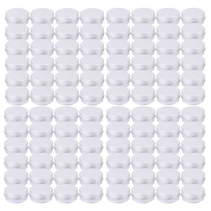 Tosnail 96 Pack of 05 OZ15 ML Mini Round Tins with Screw Lids Aluminum Empty Tin Containers Metal Storage Jars Travel Co