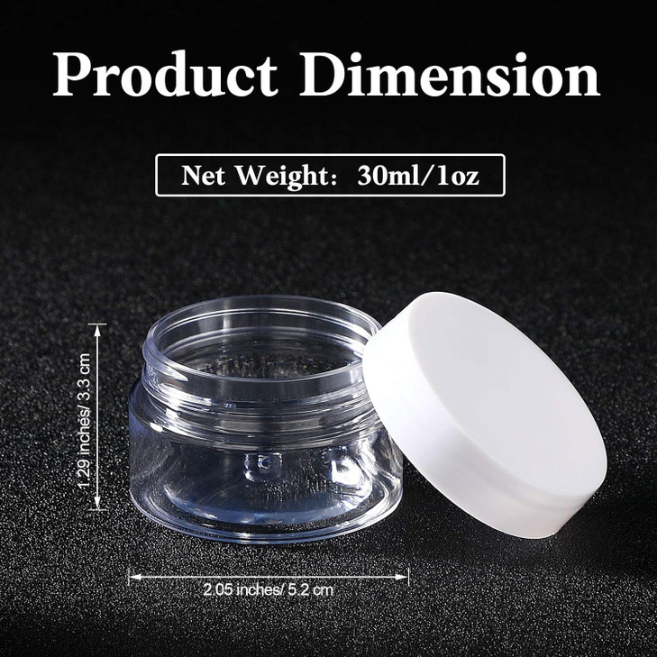 SATINIOR 6 Pack 1 oz Plastic Jars Containers with Lids Widemouth Refillable Leakproof Reusable Round Empty Jars for Trav
