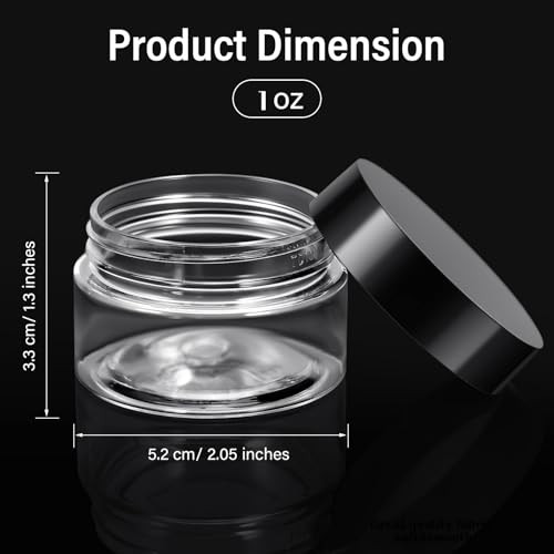 Satinior 6 Pack 1 oz Plastic Jars Containers with Lids Wide Mouth Refillable Leakproof Reusable Round Empty Jars for Tra