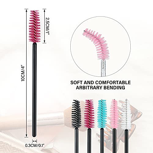 G2PLUS 100PCS Disposable Eyelash Brushes Adjustable Mascara Wands Makeup Applicator Lash Spoolies Brushes for Eyelash Ex