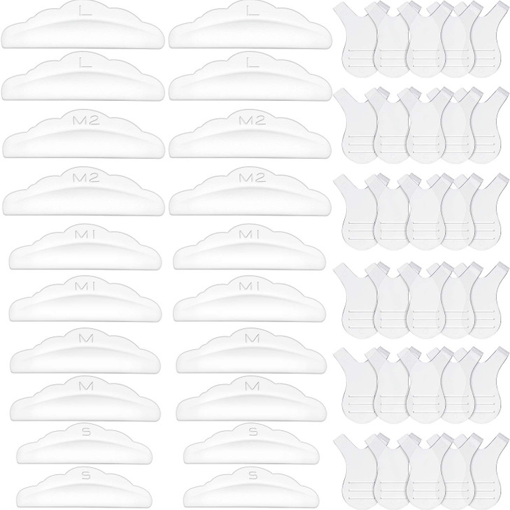 Maitys 20 Pieces Lash Lift Pads Rods Silicone Eyelash Perming Curler and 30 Pieces Y Shape Eyelash Brush Silicone Permin