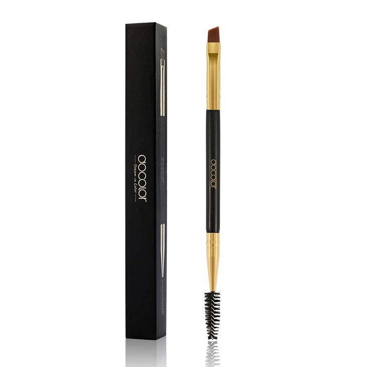Docolor Eyebrow Brush Duo Professional Angled Eye Brow Brush and Spoolie Brushes Perfect for Lining and Shaping Brows Sp