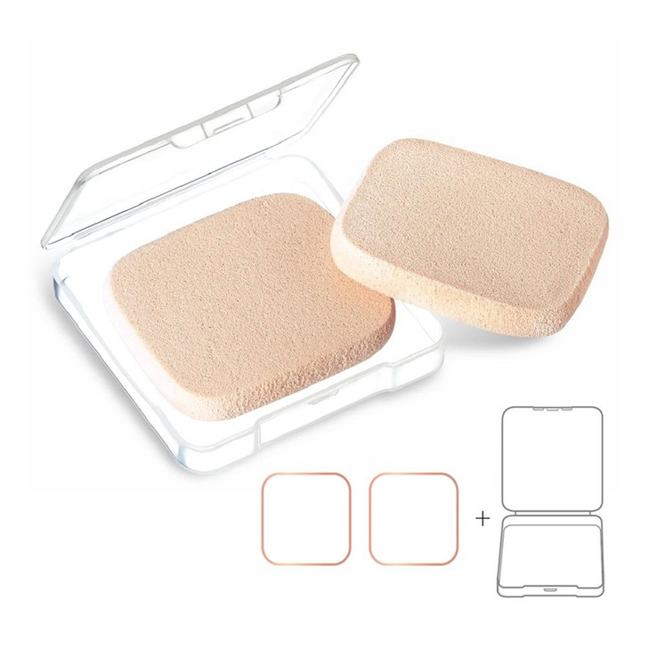 OWLFAVO 2pcs Square Makeup Sponges with 1 Travel Case Beauty Face Primer Compact Powder Puff Blender Sponge Replacement