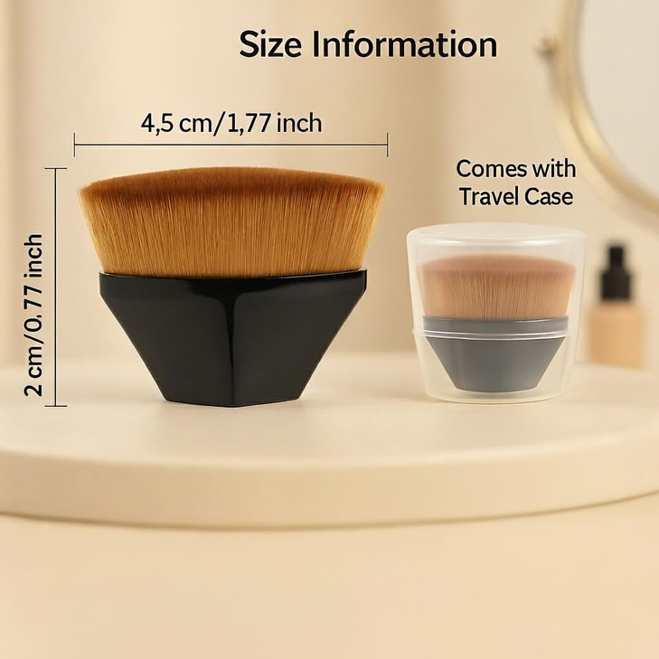 BEAHOT 4 Pack Foundation Makeup Brush Flat Top Travel Kabuki Brushs Momma Brush for Blending Liquid Cream or Flawless Po