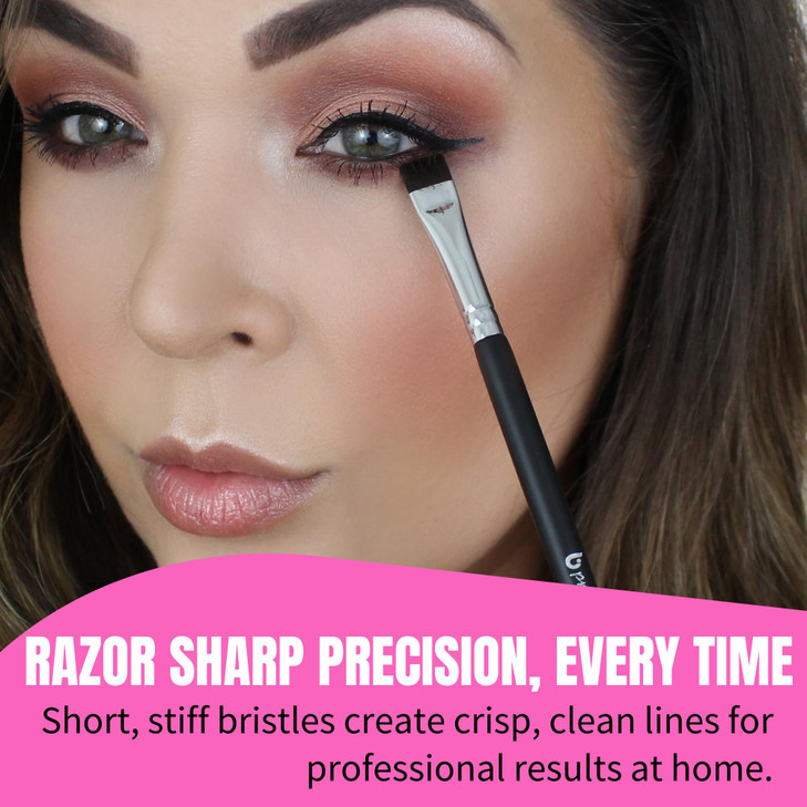 Beauty Junkees Flat Eyeliner Brush Professional Precision Makeup Brush for Sharp Eye Liner Eyebrow Shaping Concealer App