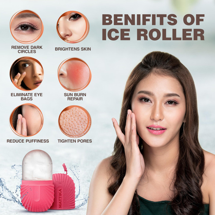Ice Roller for Face Eyes Facial Ice Roller for Under Eye Puffiness Reusable Silicone Ice Face Roller Massager for Skin T