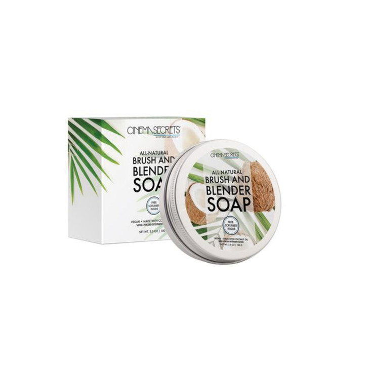 Cinema Secrets Vegan Makeup Brush Cleaner Soap Brush Make Up Sponge Cleaner with Scrubber Formulated with Coconut Oil fo