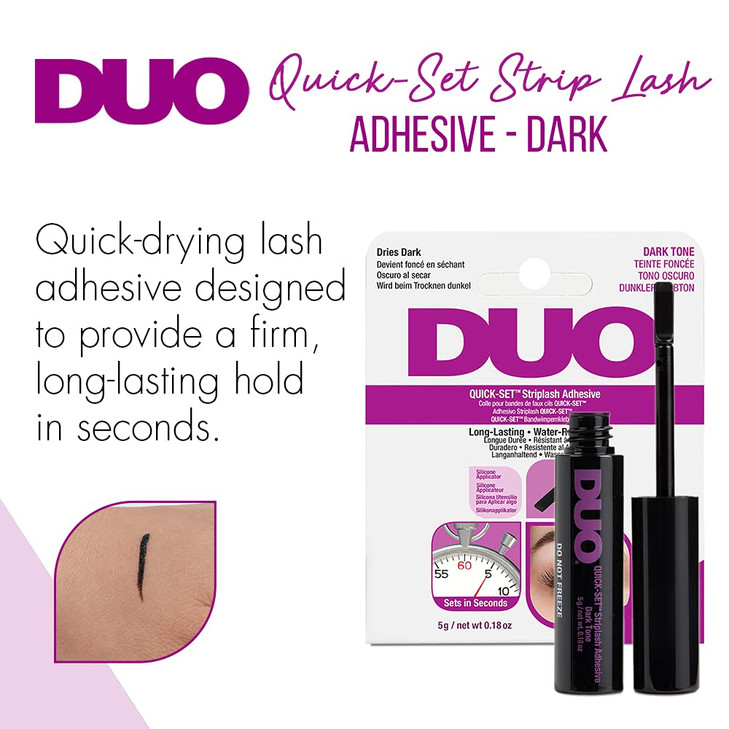 DUO QuickSet Strip Lash Adhesive Dark Tone QuickDrying LongLasting WaterResistant Lash Glue for Strip Individual Lashes