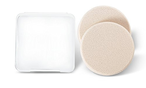 OWLFAVO 2pcs Round Makeup Sponges with 1 Travel Case Beauty Face Primer Compact Powder Puff Blender Sponge Replacement f