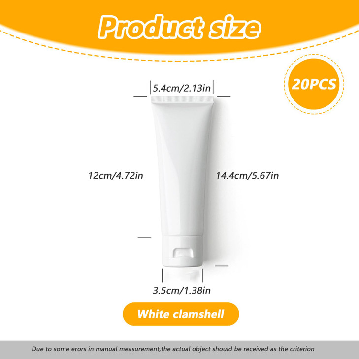 erioctry 20PCS 80ml27oz Plastic White Empty Refill Cosmetic Packing Bottle Jars with Flip Cover Makeup Water Cleanser Sh
