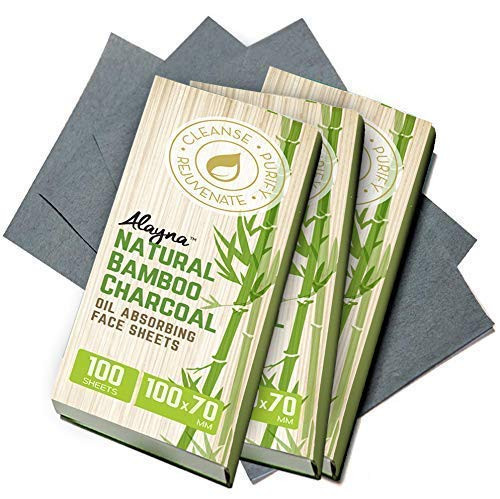 3 PK Oil Blotting Sheets Natural Bamboo Charcoal Oil Absorbing Tissues 300 Pcs Organic Blotting Paper Beauty Blotters fo