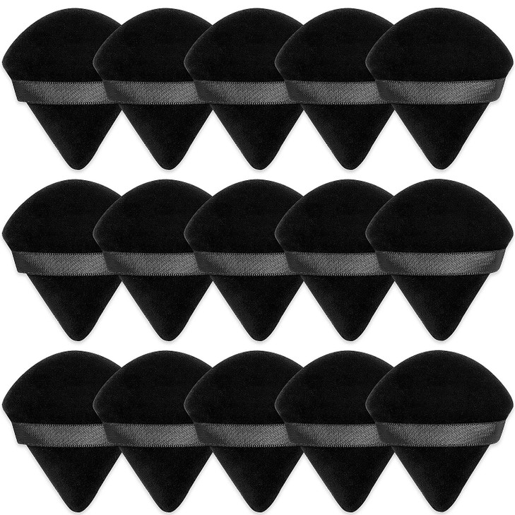 Patelai 15 Pcs Triangle Powder Puff Ultra Soft Pure Cotton Makeup Puffs Washable Face Velour for Cosmetic Foundation Spo