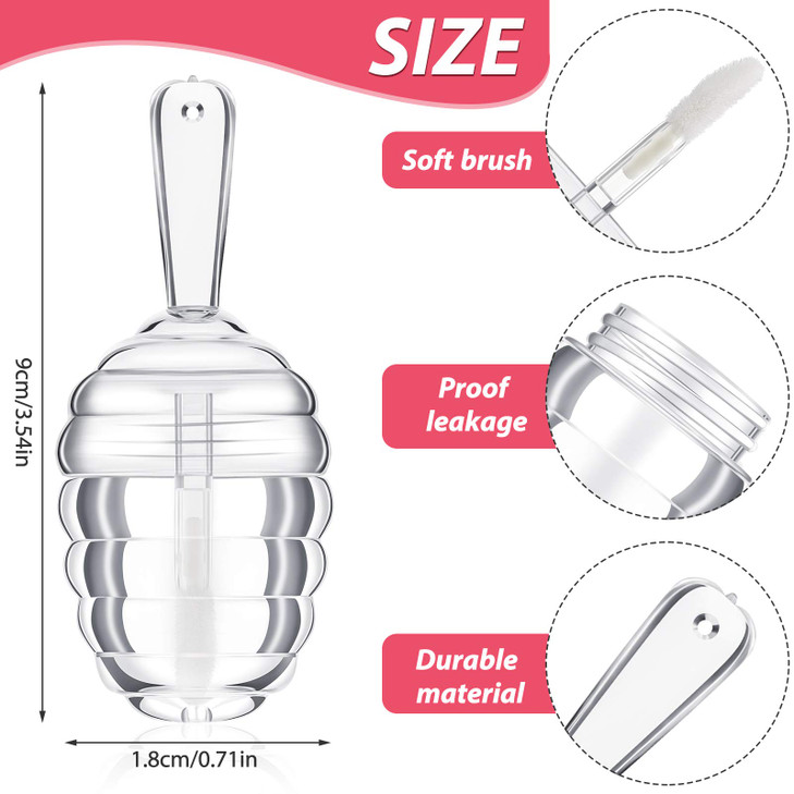 Maitys 18 Pieces Empty Lip Gloss Tubes Honey Pots Shaped Plastic Gloss Container Mini Clear Refillable Lip Balm Bottle C