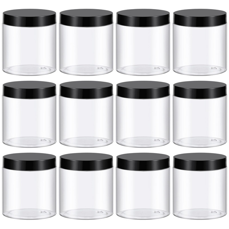 TUZAZO 8 Oz Plastic Container Jars with Lids BPA Free Empty Round Clear Cosmetic Containers Plastic Slime Jars for Lotio