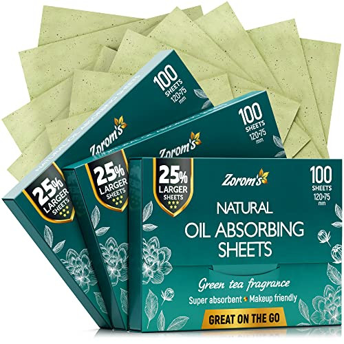 Natural Green Tea Oil Blotting Sheets for Face 25 Larger 3pk300 Makeup Friendly Blotting Papers for Face Easy Dispensing